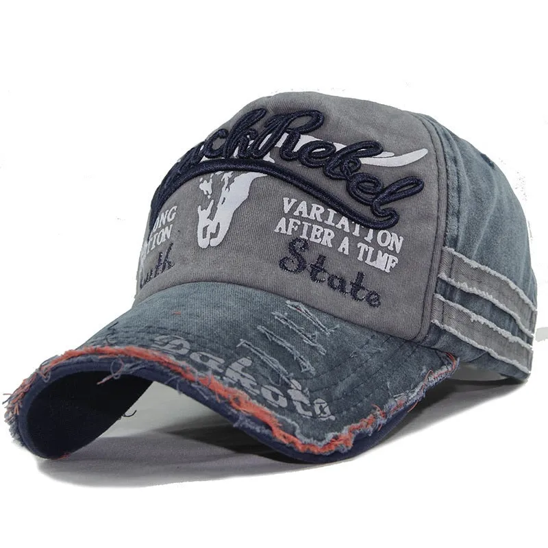 Denim Embroidered Fitted Fashion Baseball Cap for Unisex Hip Hop