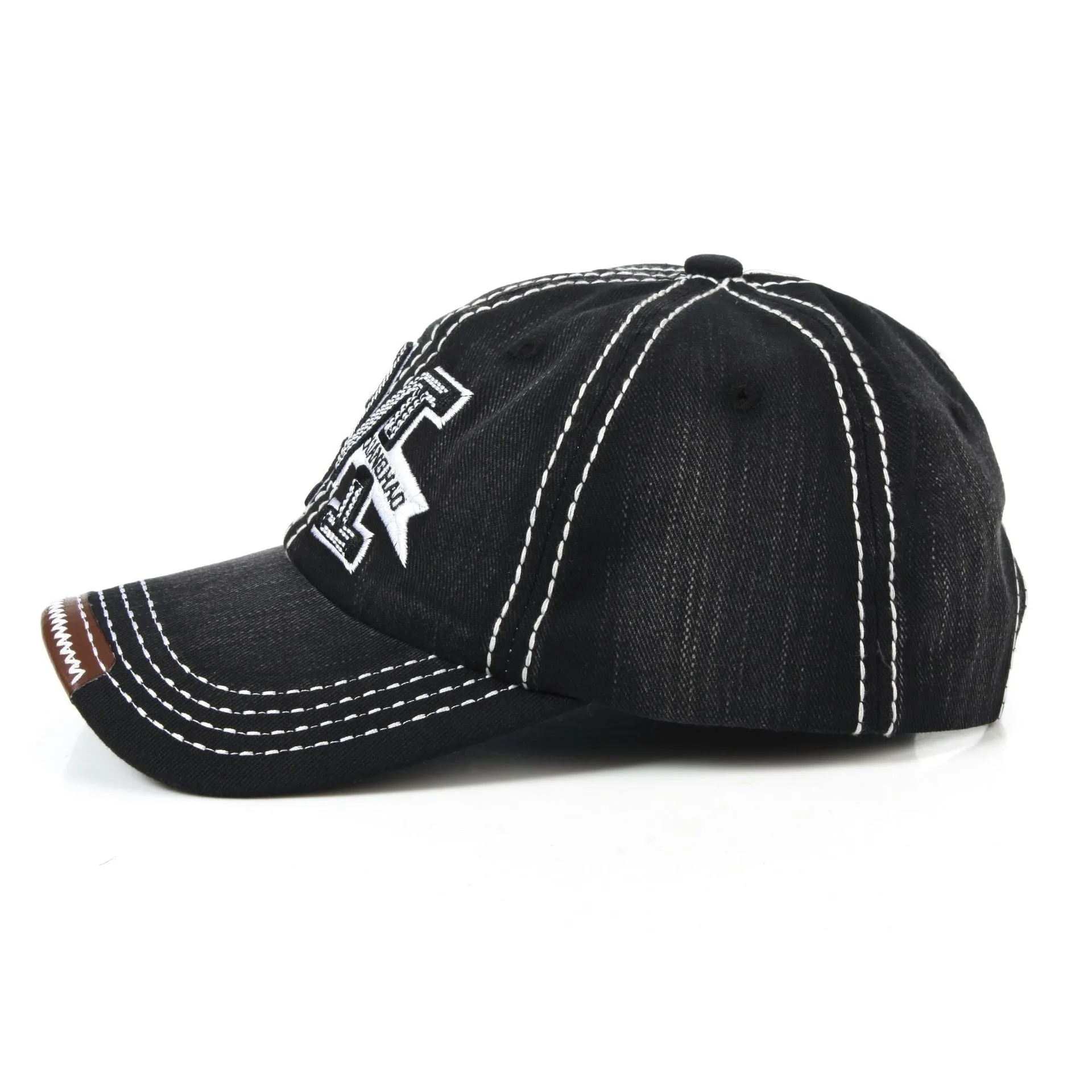 Adjustable Snapback Baseball Cap with Metallic M Letter Print for Summer