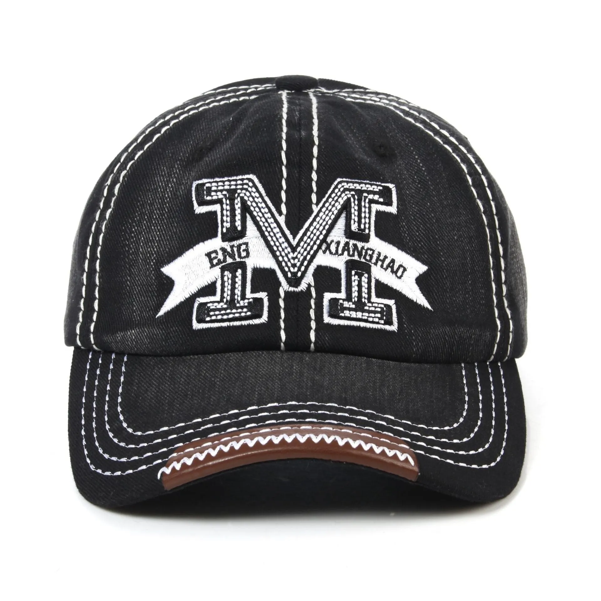 Adjustable Snapback Baseball Cap with Metallic M Letter Print for Summer