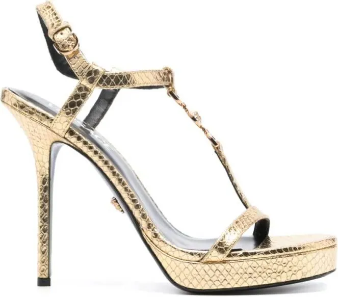 Versace Medusa '95 115mm Metallic Sandals in Gold