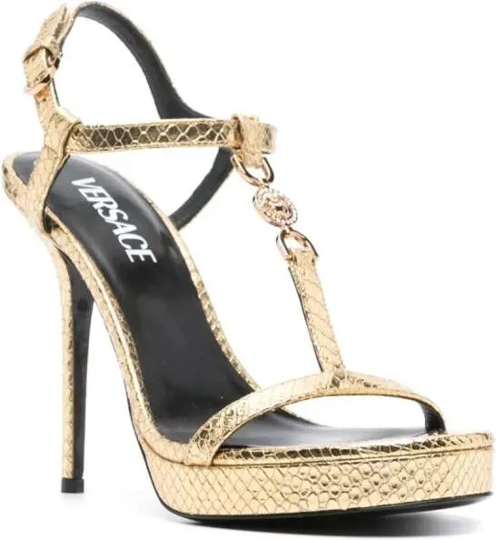 Versace Medusa '95 115mm Metallic Sandals in Gold