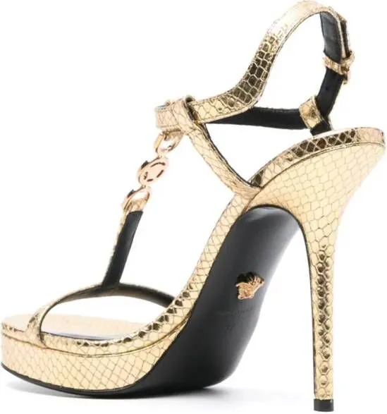 Versace Medusa '95 115mm Metallic Sandals in Gold