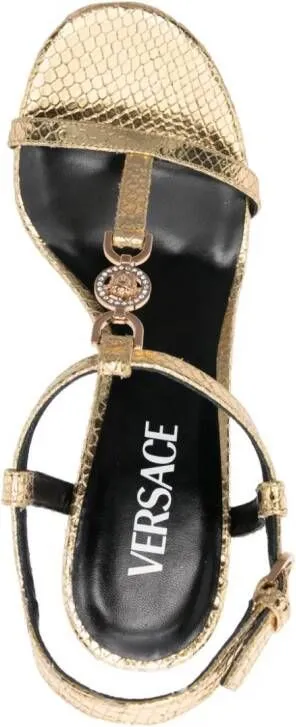 Versace Medusa '95 115mm Metallic Sandals in Gold