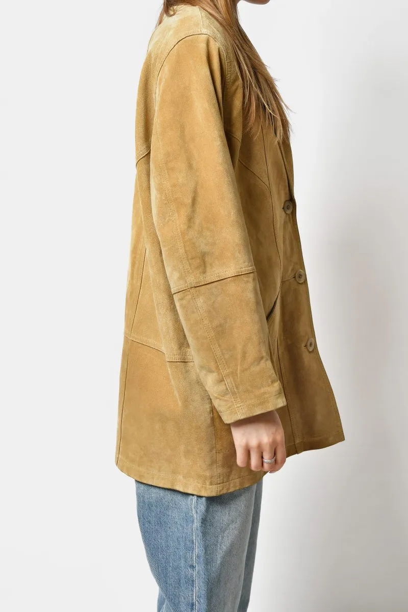 Vintage Brown Leather Long Coat