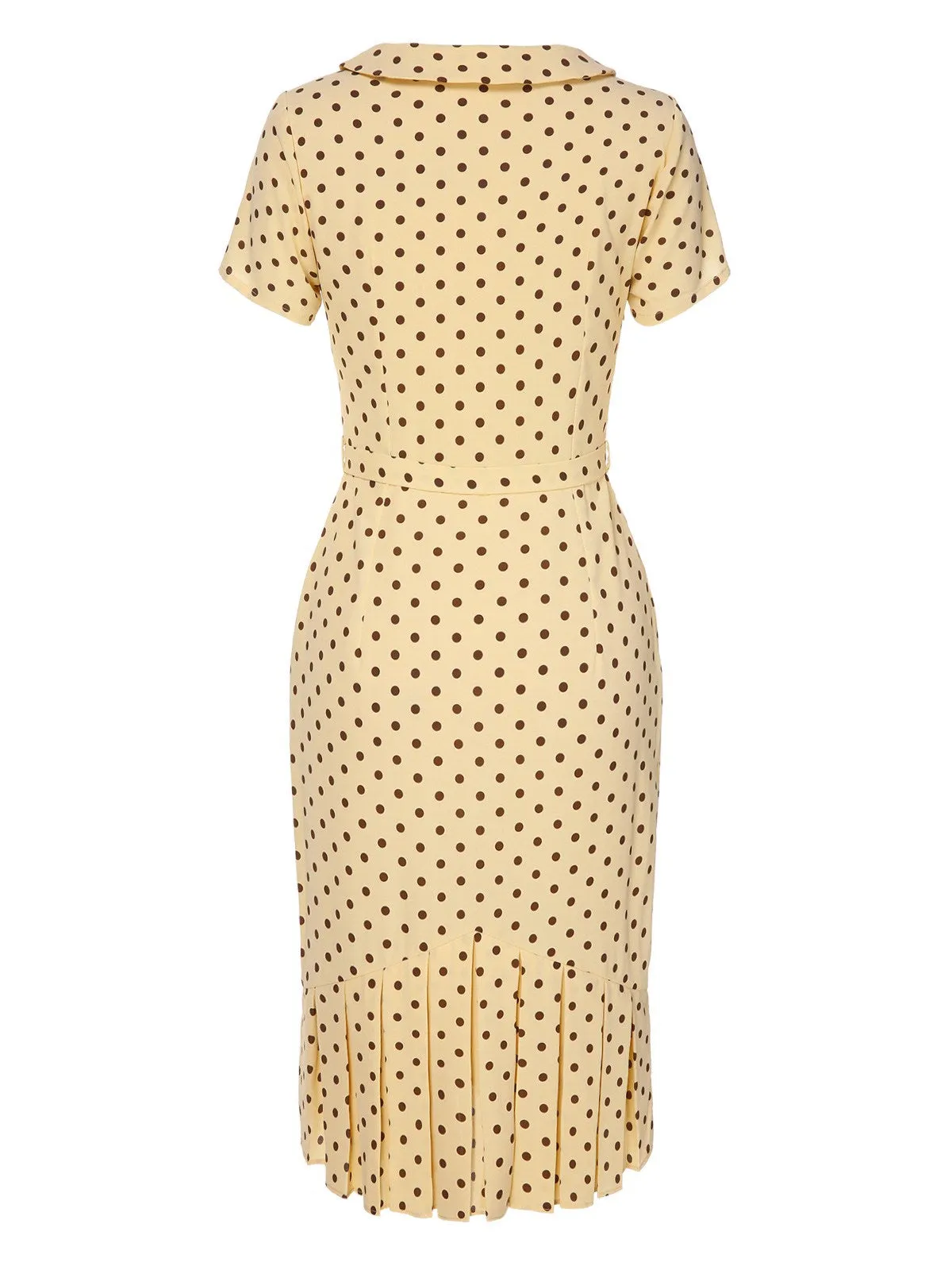 Vintage Yellow Polka Dot Dress from the 1940s with Pleats - On Sale Now