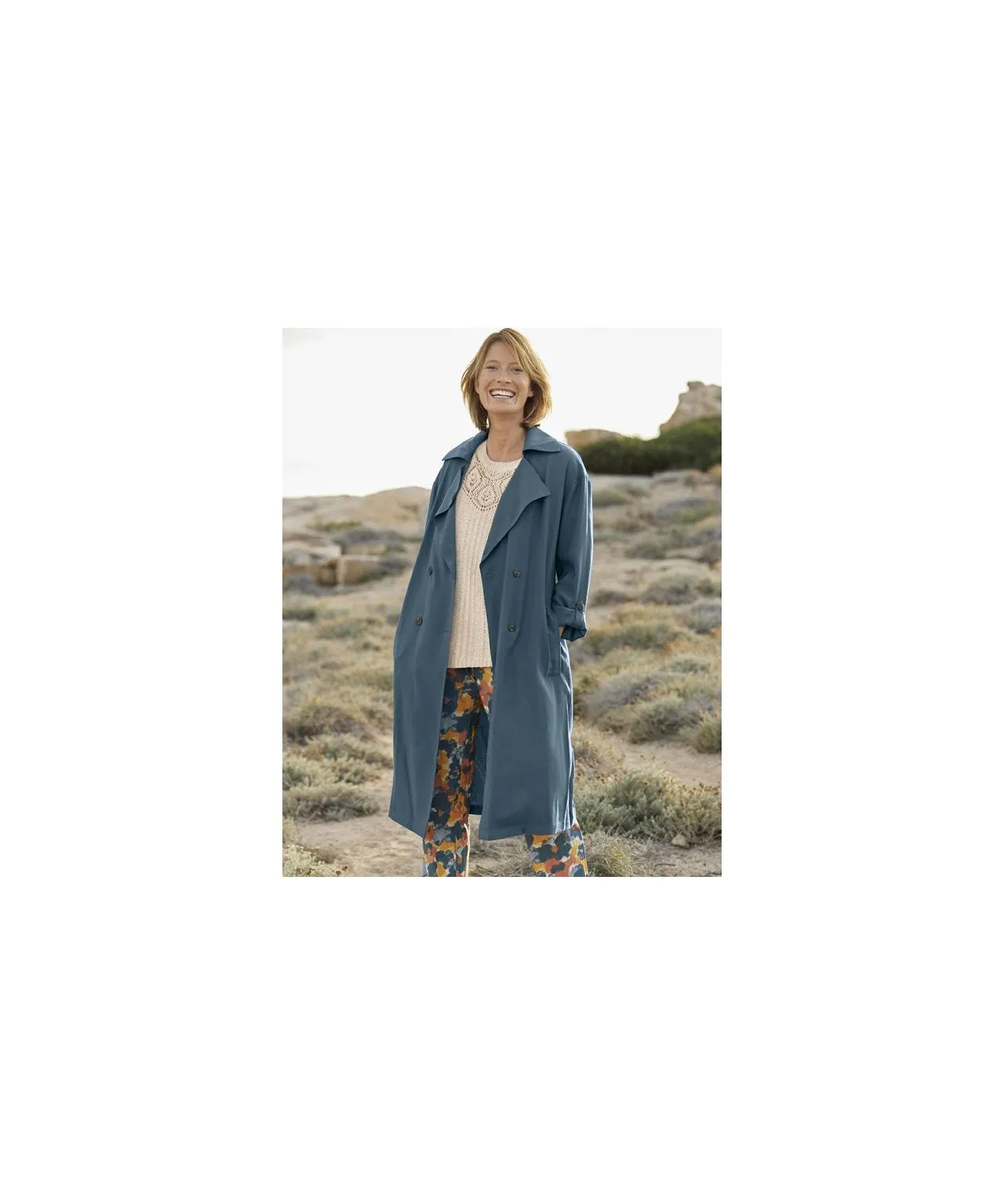 Stylish Viscose Trench Coat