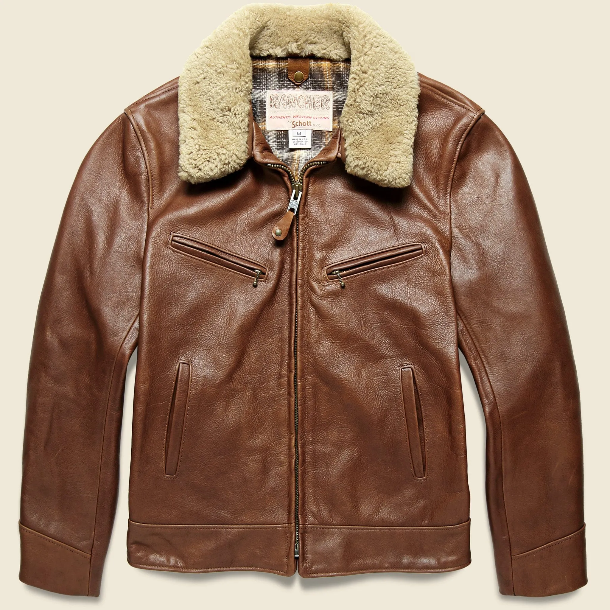 Waxed Vintage Leather Motorcycle Jacket - Brown.