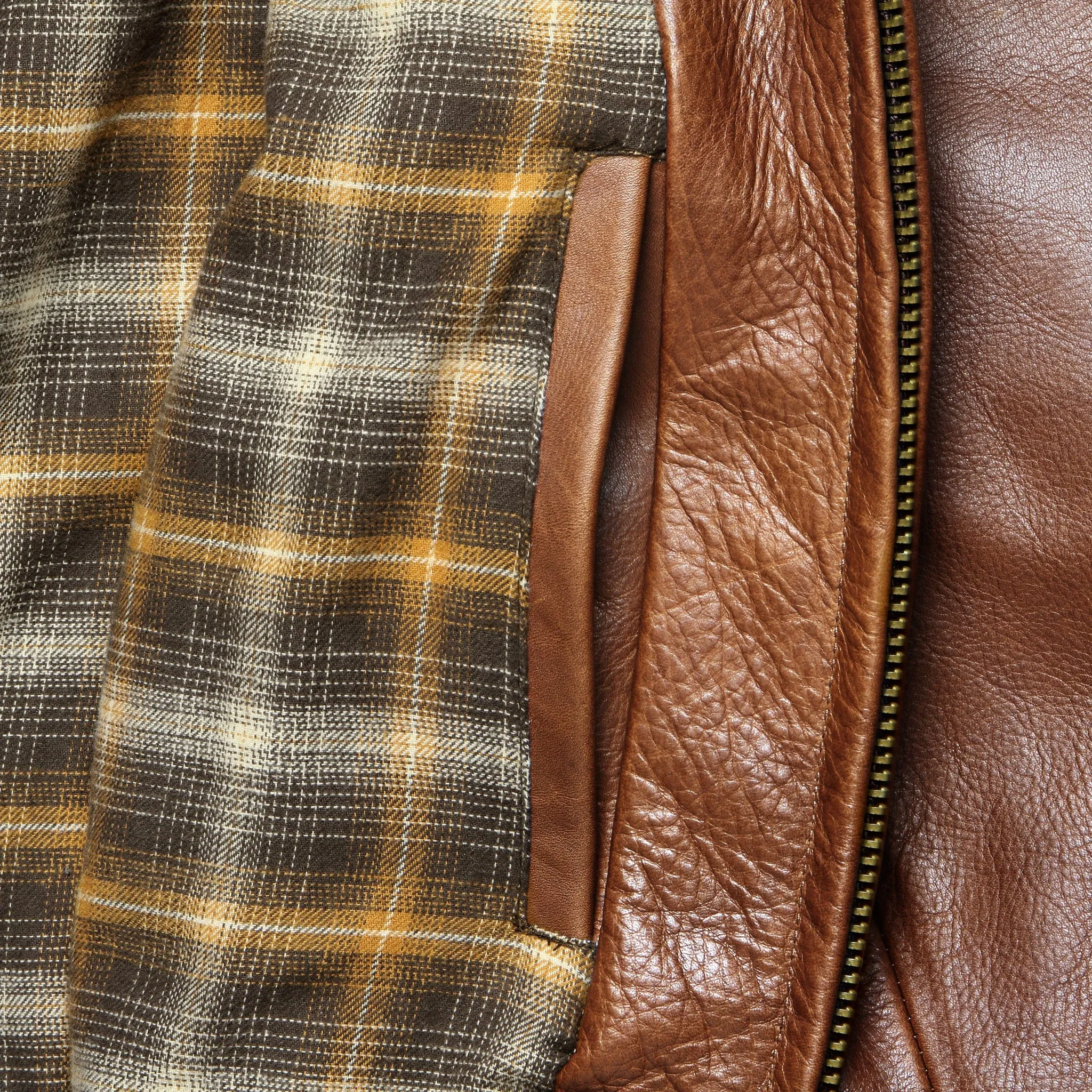 Waxed Vintage Leather Motorcycle Jacket - Brown.