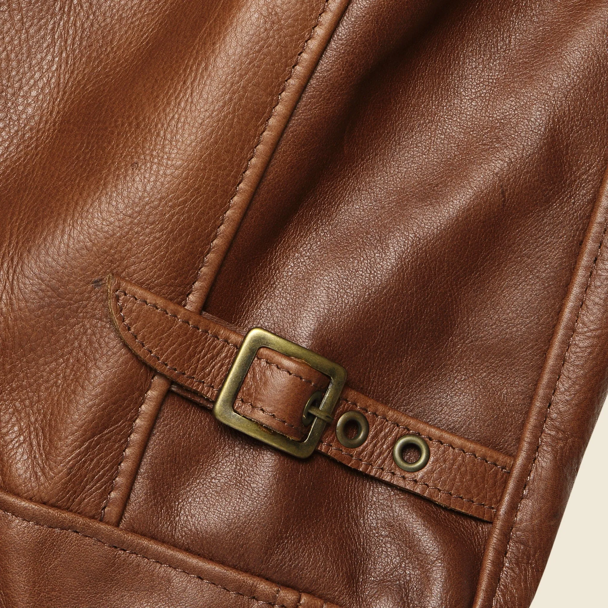 Waxed Vintage Leather Motorcycle Jacket - Brown.