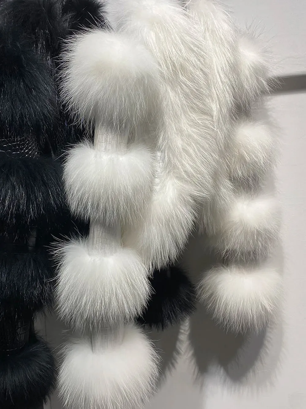 White Leather Jacket with Fur Trim by LITALY