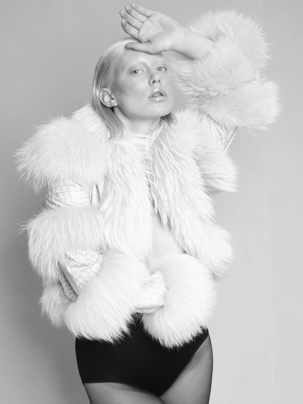 White Leather Jacket with Fur Trim by LITALY