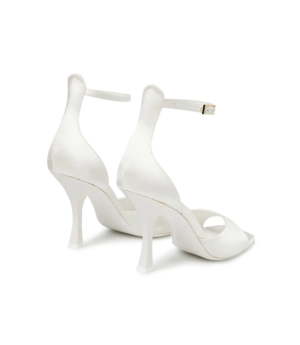 White satin sandals