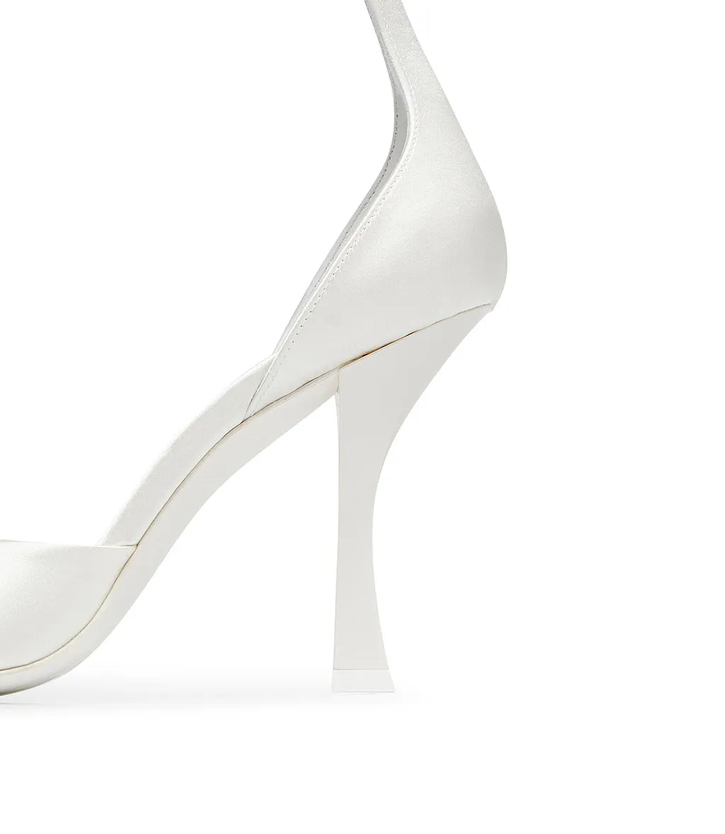 White satin sandals