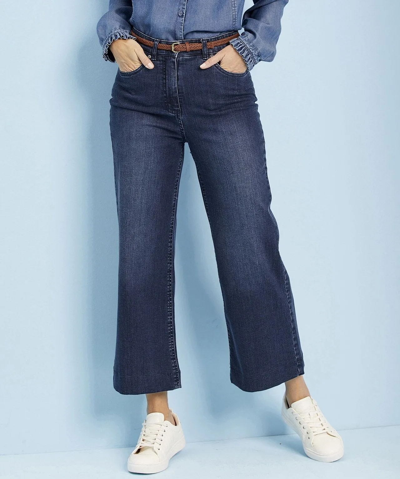 Wide-Leg Denim Trousers