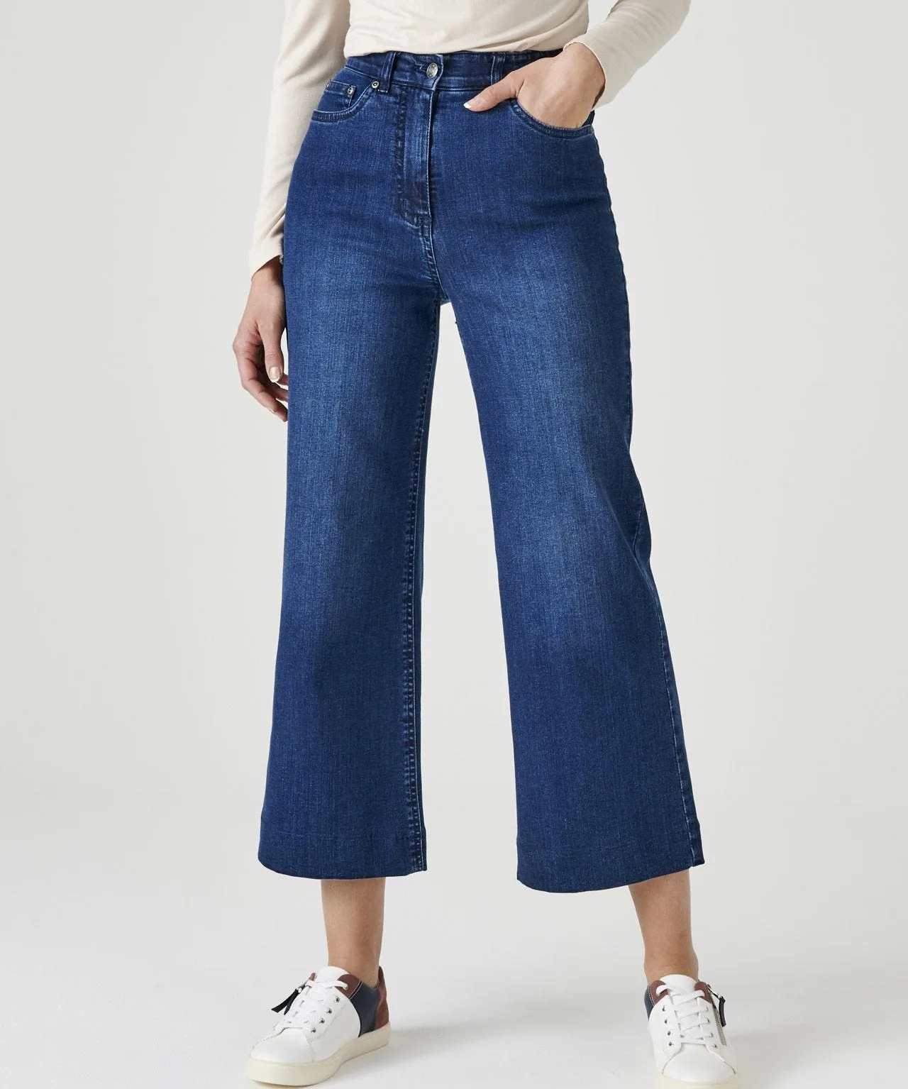 Wide-Leg Denim Trousers