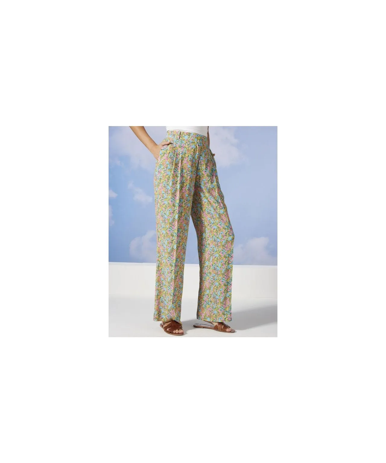 Wide Leg Print Trousers