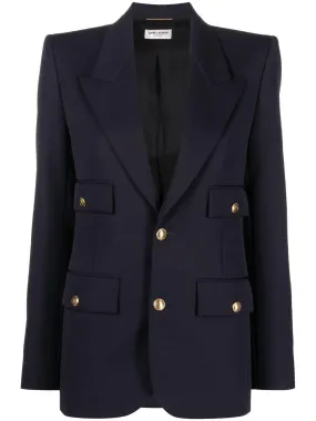 Women's Blue Wool Blazer by SAINT LAURENT