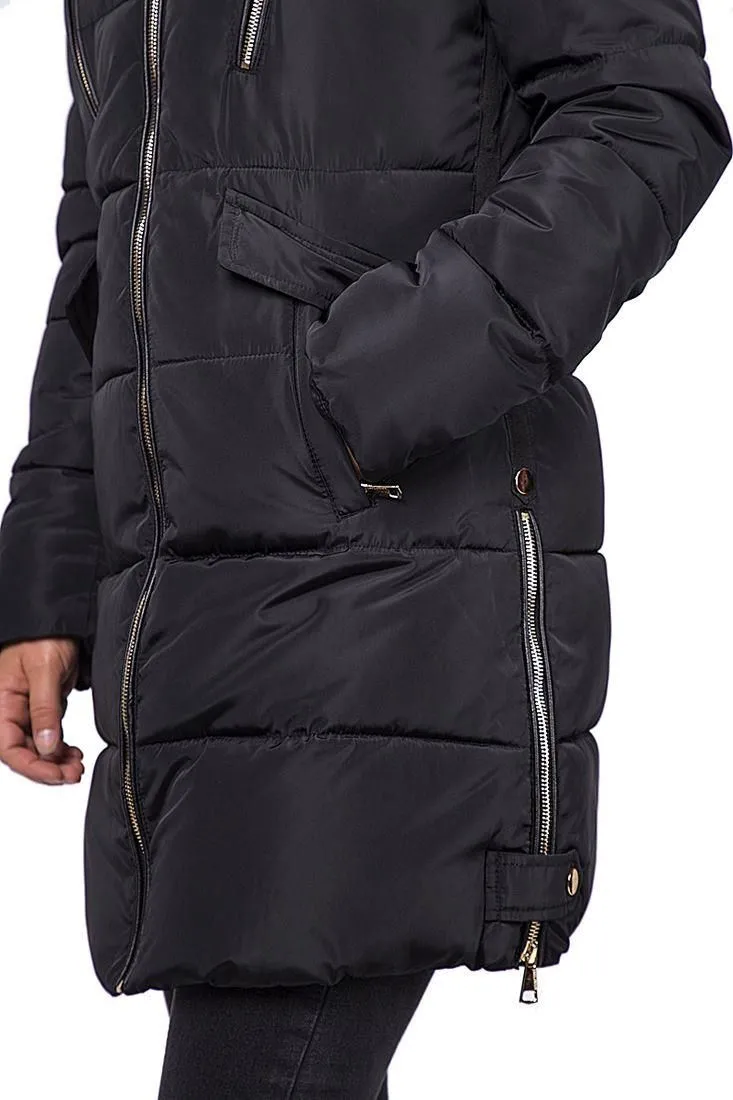 Hooded Parka - Women's Premium Faux Fur Padded Coat in UK Sizes 8, 10, 12, 14