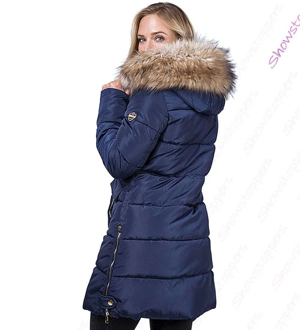 Hooded Parka - Women's Premium Faux Fur Padded Coat in UK Sizes 8, 10, 12, 14