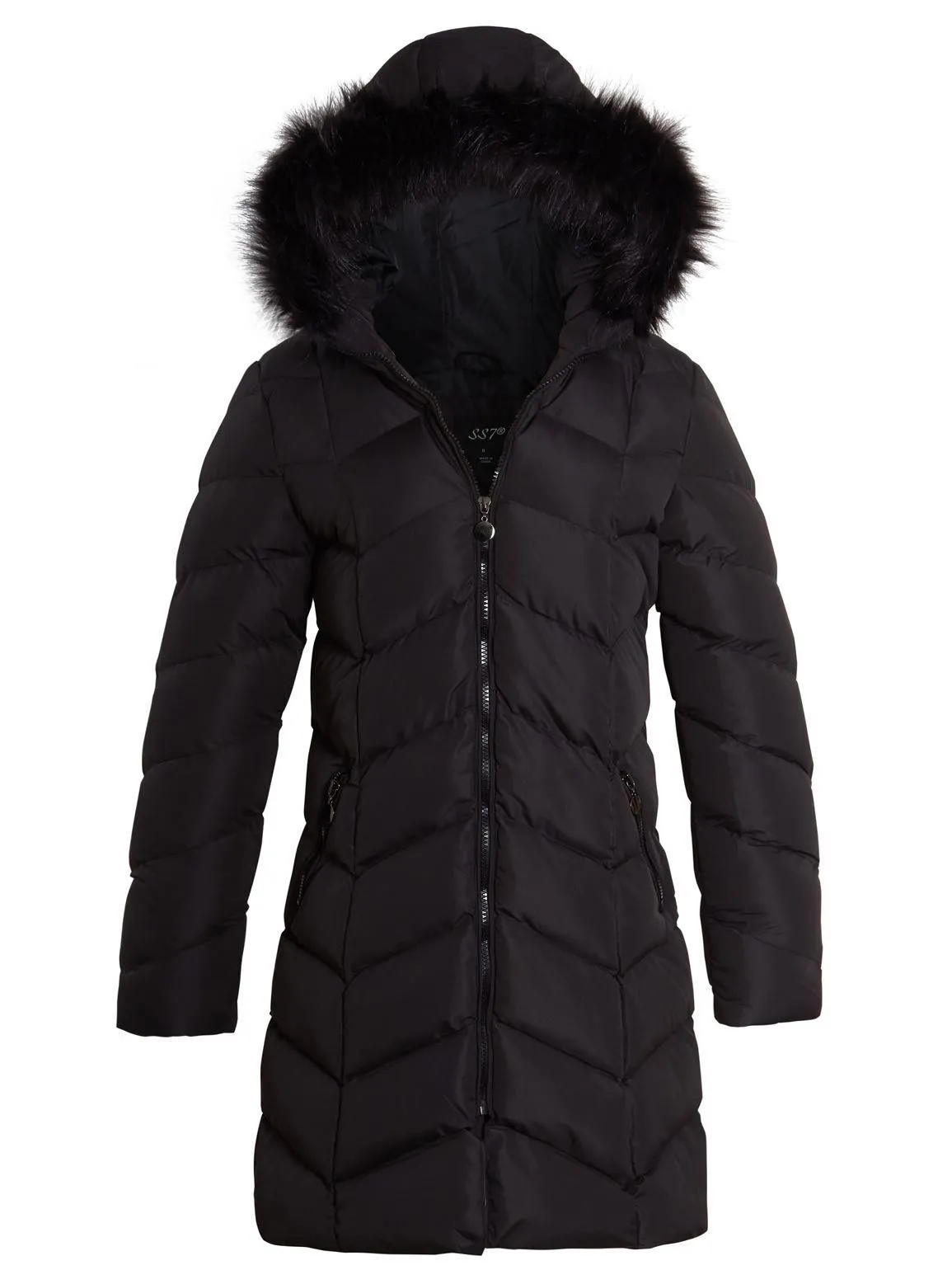 Women's White and Black Puffer Coat in UK Sizes 8 to 16