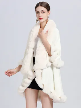 Women's Spring Cape with Faux Fur Collar - Fashionable Poncho Outerwear for Women