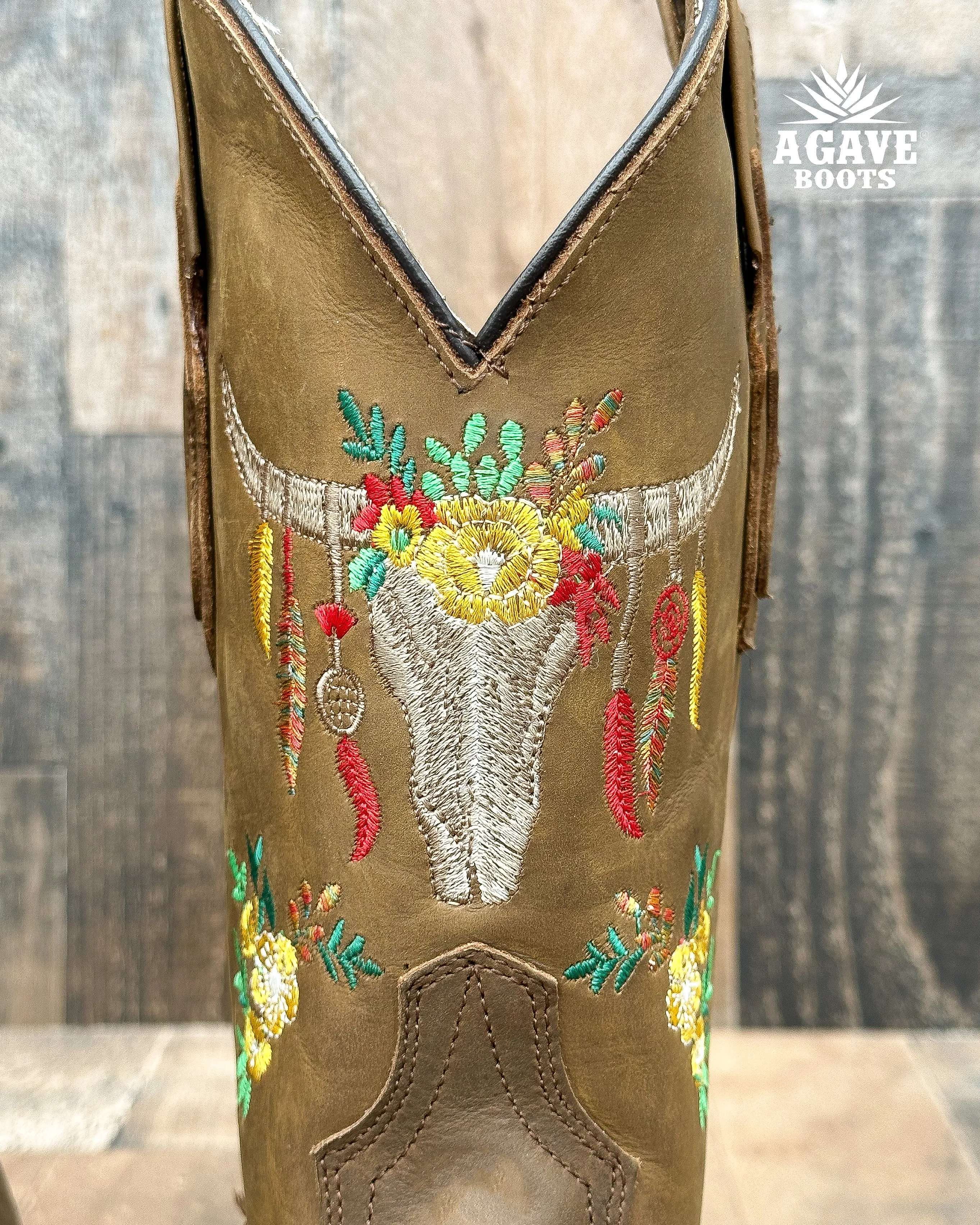 Women's Square Toe Cowboy Boots with Skull Design