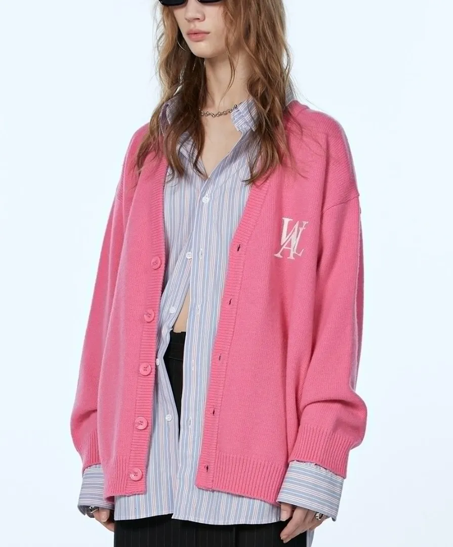 WOOALONG Casual Style Unisex Street Style Logo Cardigans