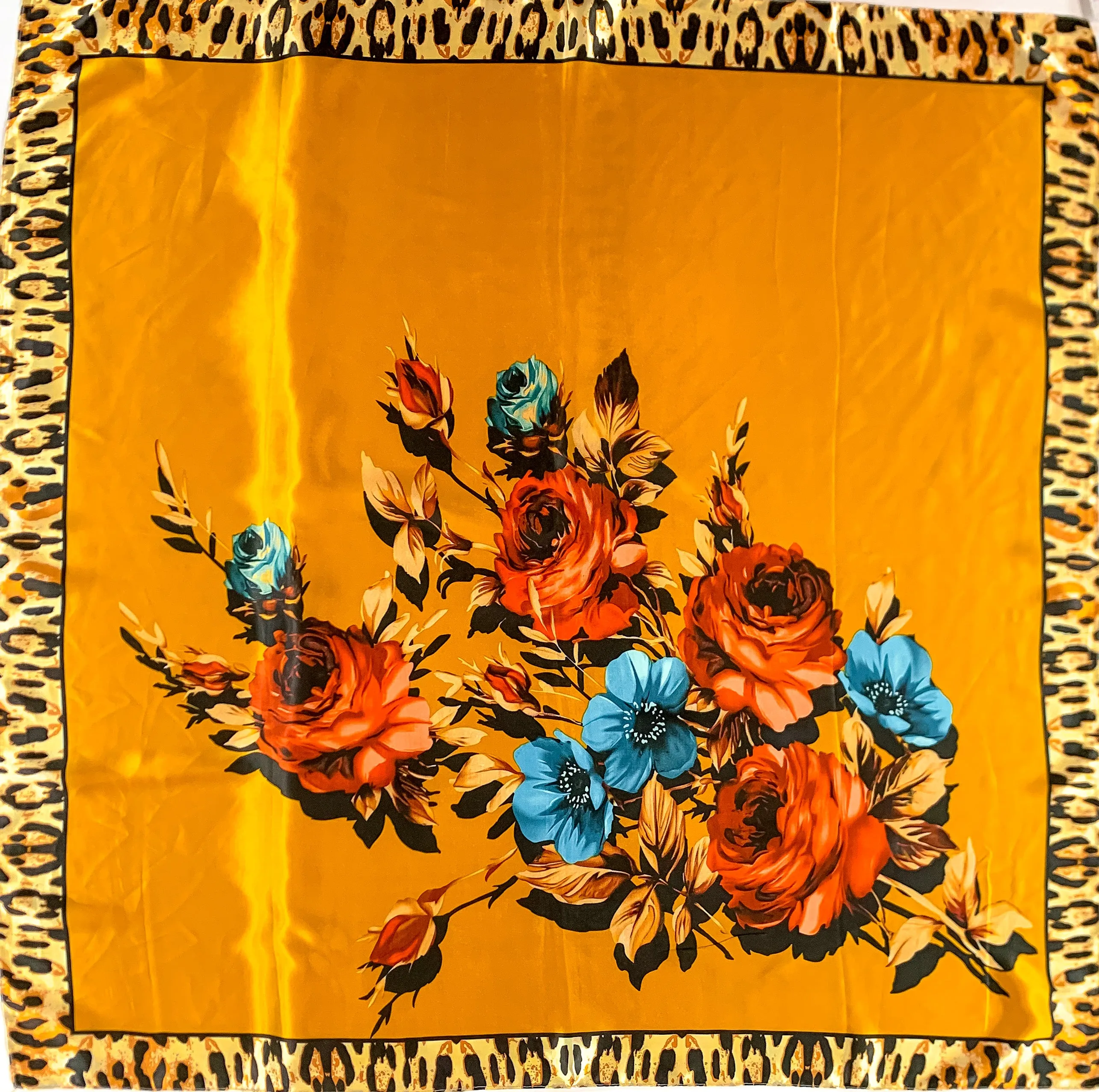 Yellow Wild Rag with Bold Floral Pattern